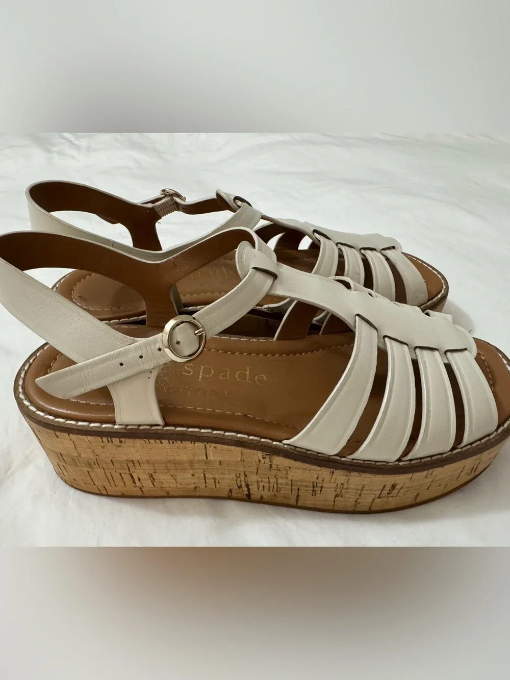 Kate Spade New York Mabel Platform Parchment Leather Sandals 7